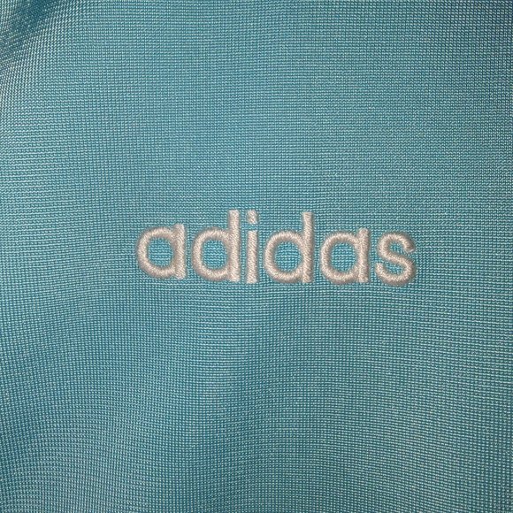 Adidas women's track jacket - light blue/black/white - size M - gently worn - Picture 2 of 7